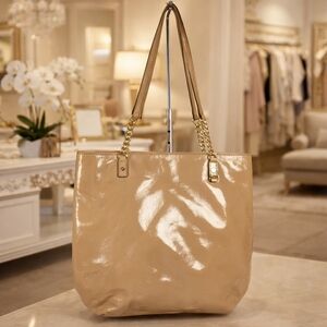 MICHAEL Michael Kors‎ Jet Set Chain Shoulder Bag Shiny Tan Nude Tote Purse